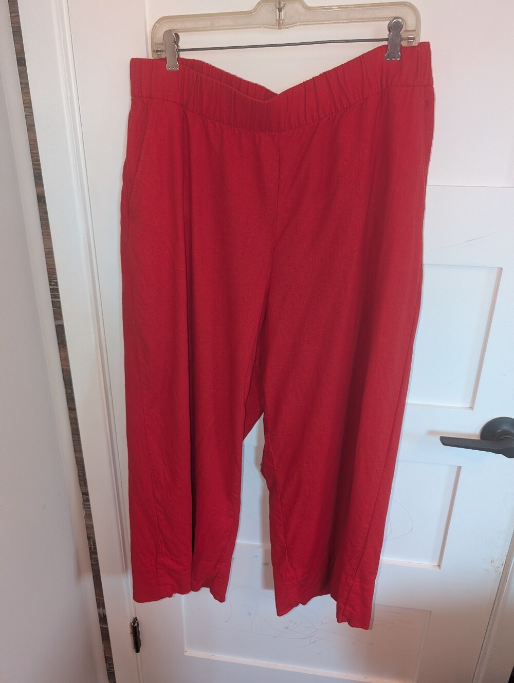 Gap Red Crop Linen Blend Pants